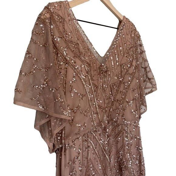 Christina Wu Beaded Rose Gold Size 16 Gown XL Dress Elegance 17943 - Picture 4 of 10